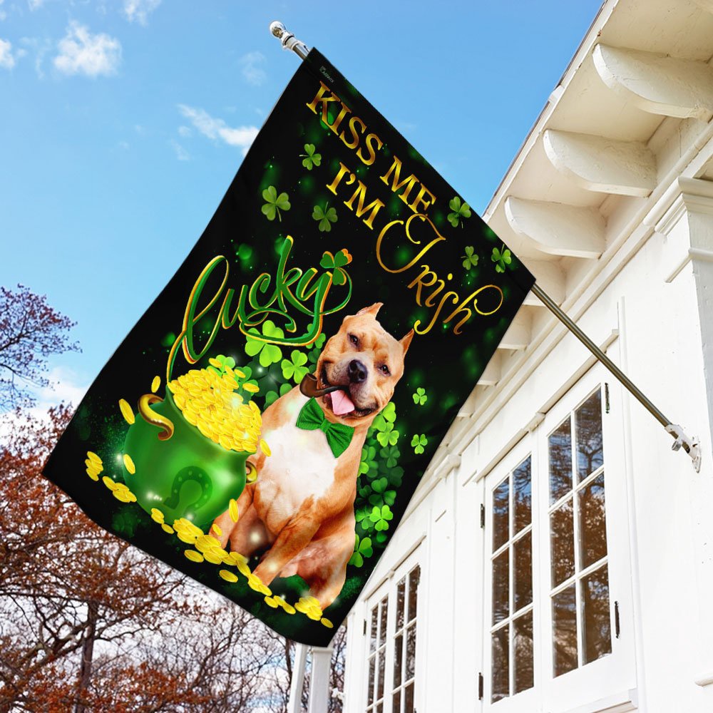 St Patrick’s Flag, Pit bull Kiss Me I’m Irish St. Patrick’s Day Flag, St Patrick’s Day Garden Flag