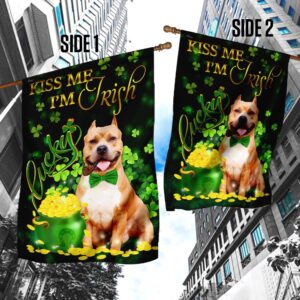 St Patrick s Flag Pit bull Kiss Me I m Irish St. Patrick s Day Flag St Patrick s Day Garden Flag 3 xhazw0.jpg
