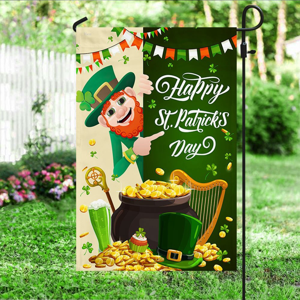 St Patrick’s Flag, Saint Patrick’s Day Leprechaun Art Flag, St Patrick’s Day Garden Flag