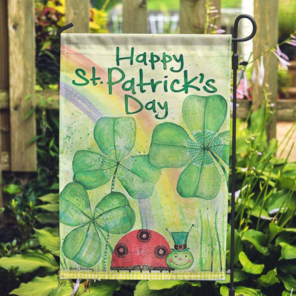 St Patrick’s Flag, St. Pat’s Ladybug House Flag, St Patrick’s Day Garden Flag