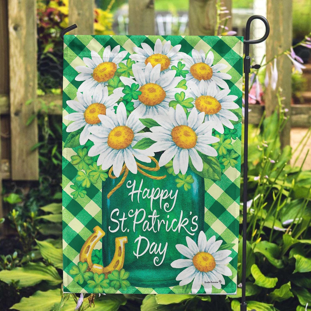 St Patrick’s Flag, St. Pat’s Sunflowers House Flag, St Patrick’s Day Garden Flag