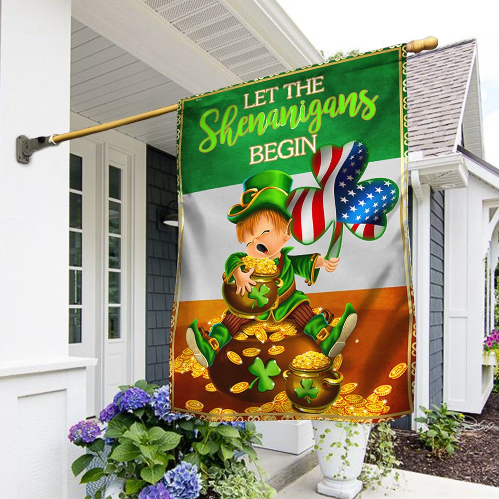 St Patrick’s Flag, St. Patrick’s Day Irish Flag Let The Shenanigans Begin, St Patrick’s Day Garden Flag
