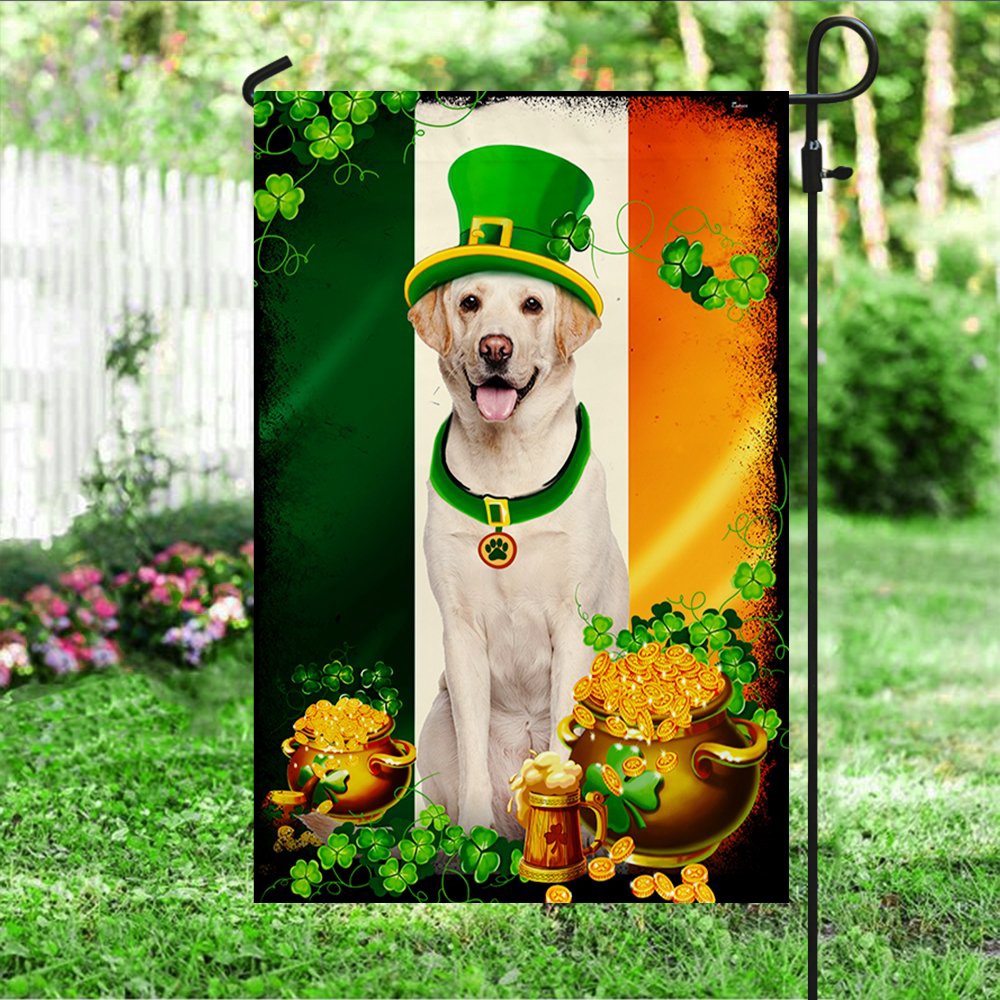 St Patrick’s Flag, Yellow Labrador Retriever Flag Happy St. Patrick’s Day, St Patrick’s Day Garden Flag