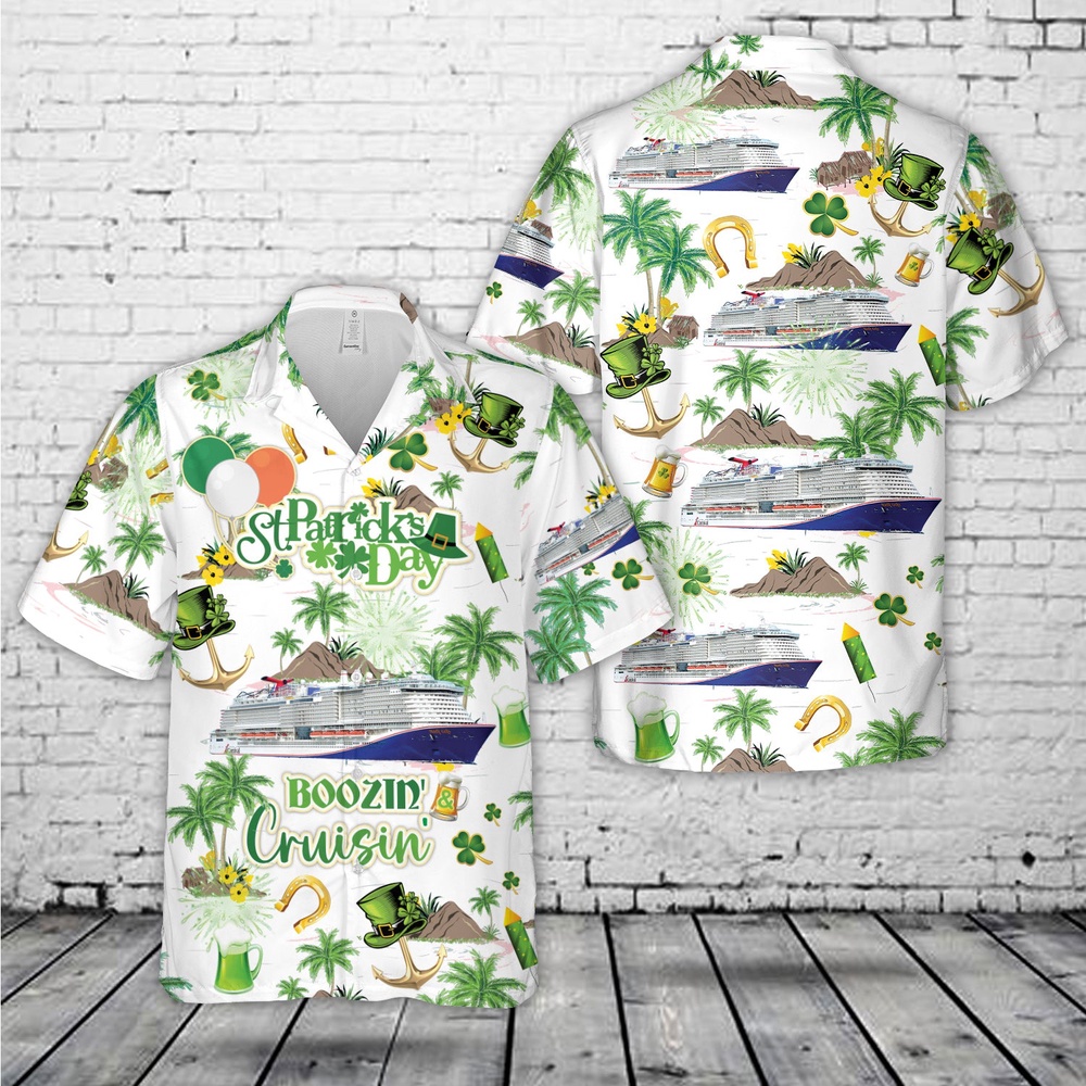 St Patricks Day Hawaiian Shirt, Carnival’s Mardi Gras, St Patricks Day Boozin And Cruisin Hawaiian Shirt