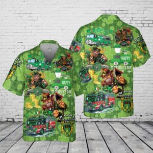 St Patricks Day Hawaiian Shirt, Fire Truck&hellip;