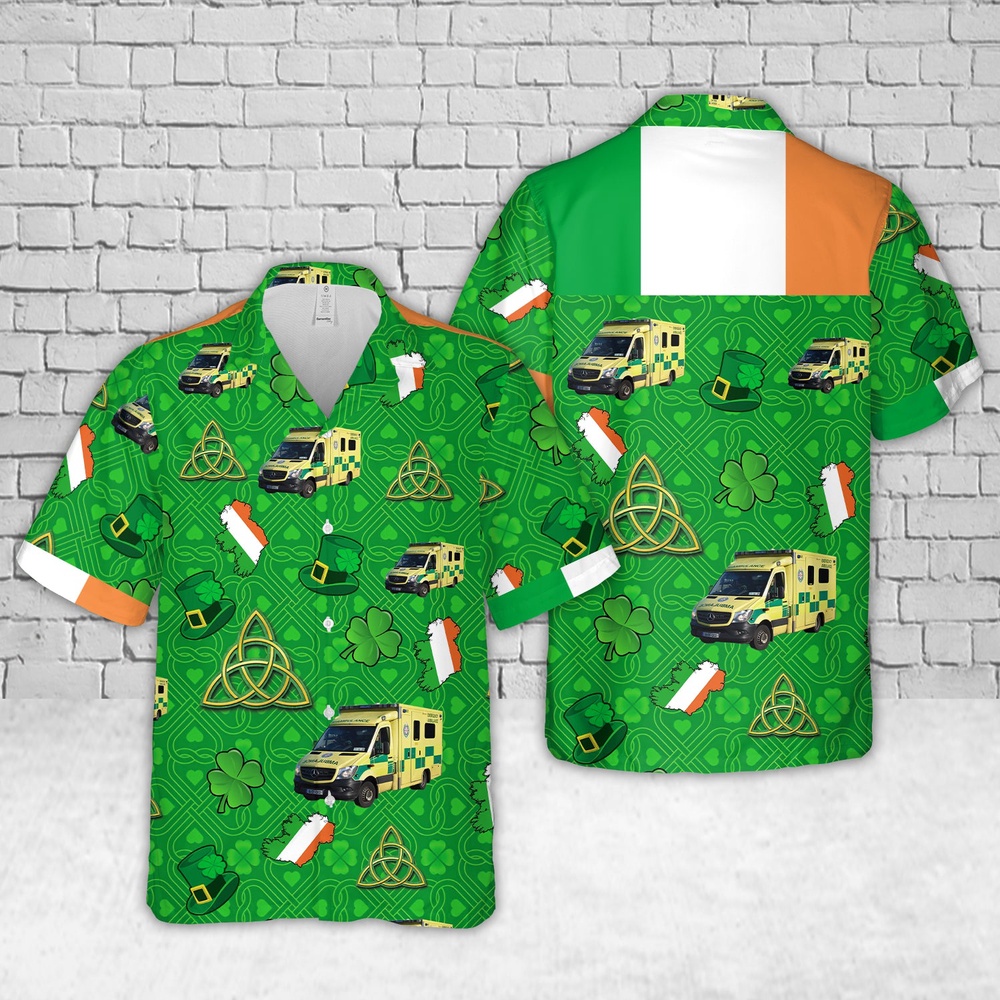St Patricks Day Hawaiian Shirt, Irish National Ambulance Service, St Patrick’s Day Hawaiian Shirt