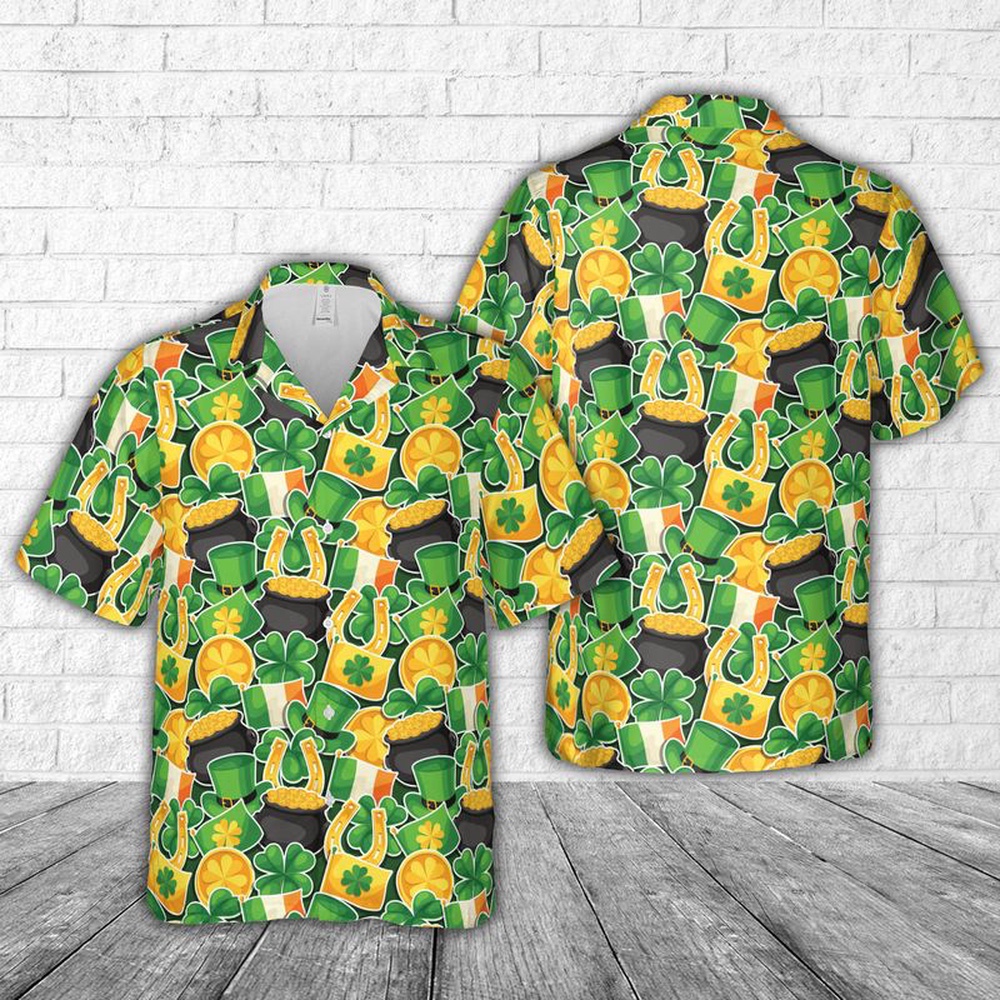 St Patricks Day Hawaiian Shirt, Irish St Patrick’s Day Hawaiian Shirt, Shamrock Hawaiian Shirt