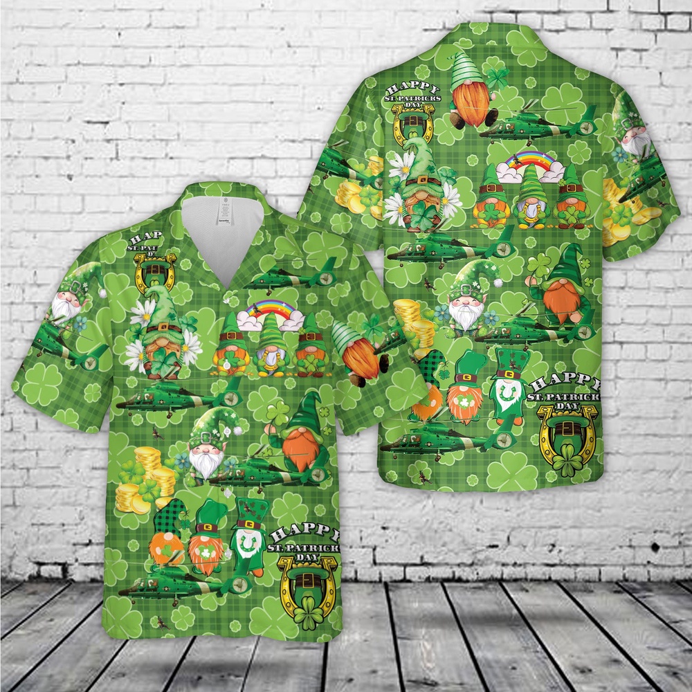 St Patricks Day Hawaiian Shirt, U.S. Coast Guard Heartland St Patrick’s Day Hawaiian Shirt