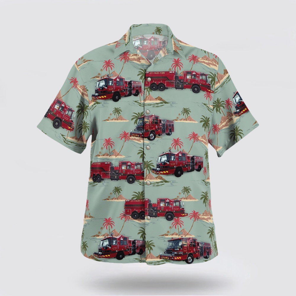 Texas Longhorn Hawaiian Shirt, Cy-Fair Fire Department, Houston, Texas Hawaiian Shirt
