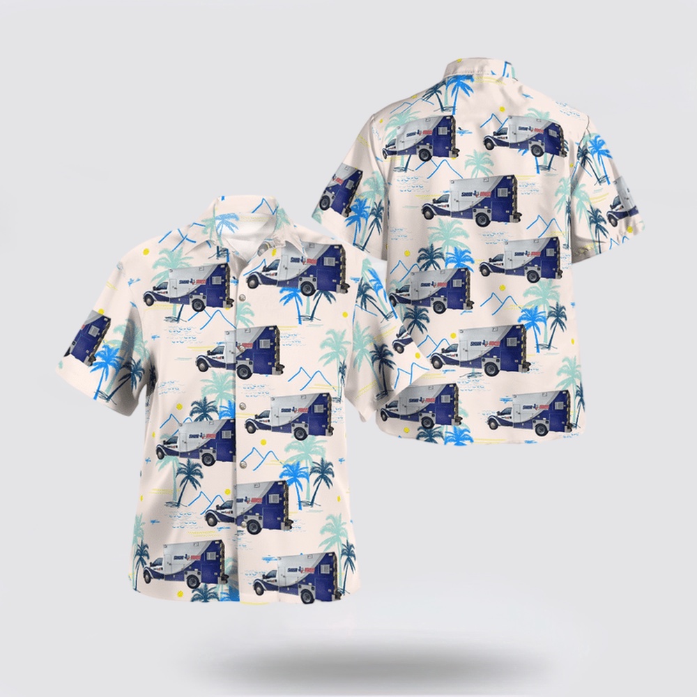 Texas Longhorn Hawaiian Shirt, San Antonio, Texas, Shurmed Ems Ambulance Hawaiian Shirt