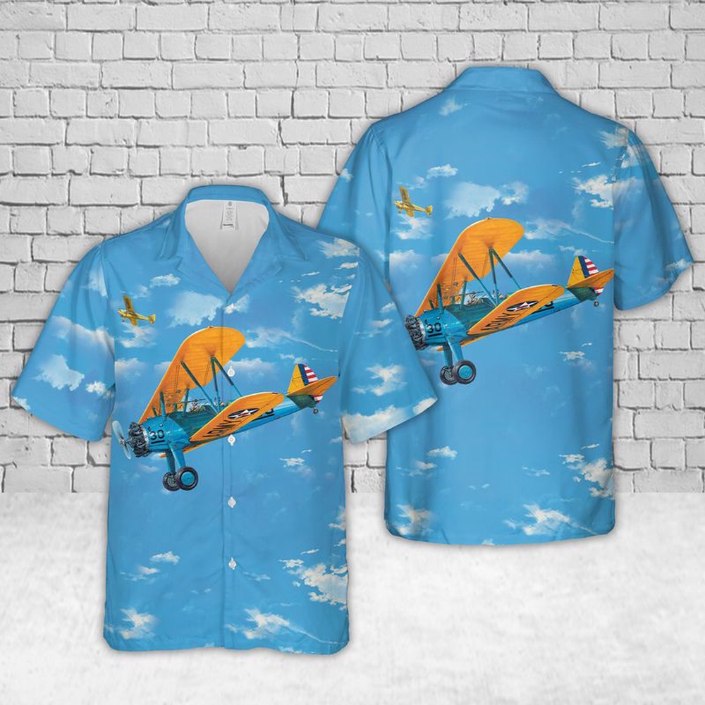 Us Army Hawaiian Shirt, US Army Air Corps Boeing Stearman PT-17 Kaydet Hawaiian Shirt Us Army Hawaiian Shirt, US Army Air Corps Boeing Stearman PT-17 Kaydet Hawaiian Shirt