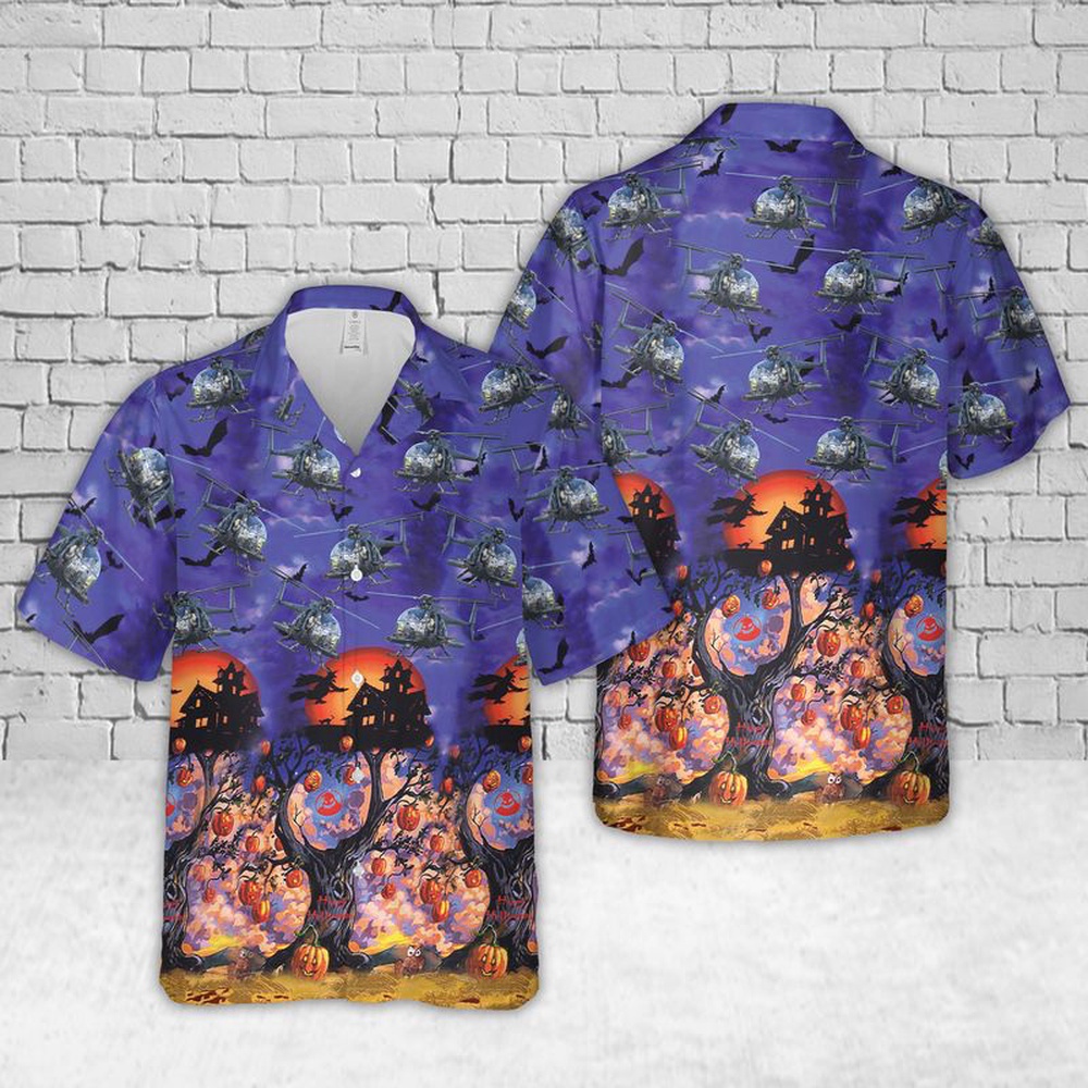 Us Army Hawaiian Shirt, US Army Bell OH-58 Kiowa Halloween Hawaiian Shirt Us Army Hawaiian Shirt, US Army Bell OH-58 Kiowa Halloween Hawaiian Shirt