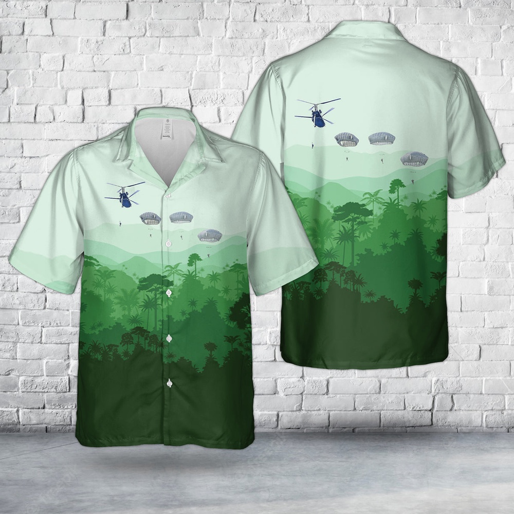 Us Army Hawaiian Shirt, US Army Paratroopers Jump from a CH-47 Chinook Helicopter Onto Bunker Drop Zone in Grafenwoehr Training Area