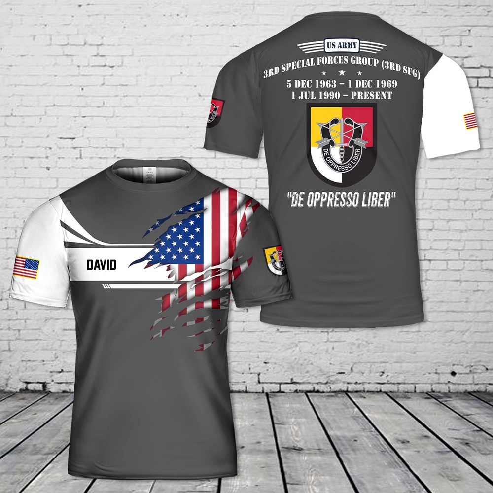 Us Army T Shirt, Personalized US Army 3rd Special Forces Group (3rd SFG) 3D T-Shirt