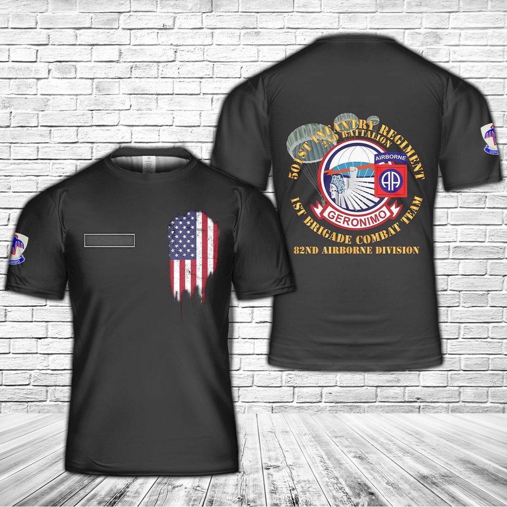 Us Army T Shirt, Personalized US Army 501st Infantry Regt – 1st Bde Cbt Tm – 82nd Abn Div T-Shirt 3D