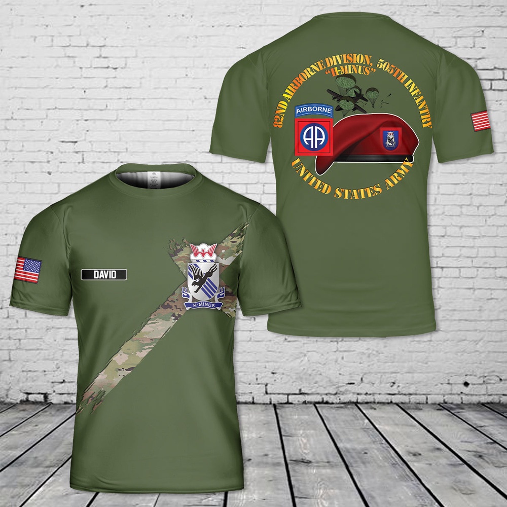 Us Army T Shirt, Personalized US Army 82nd Airborne Division 505th Parachute Infantry Regiment T-Shirt 3D