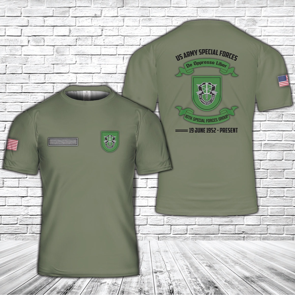 Us Army T Shirt, Personalized US Army Special 10th Special Forces Group (10th SFG)(A) T-Shirt 3D