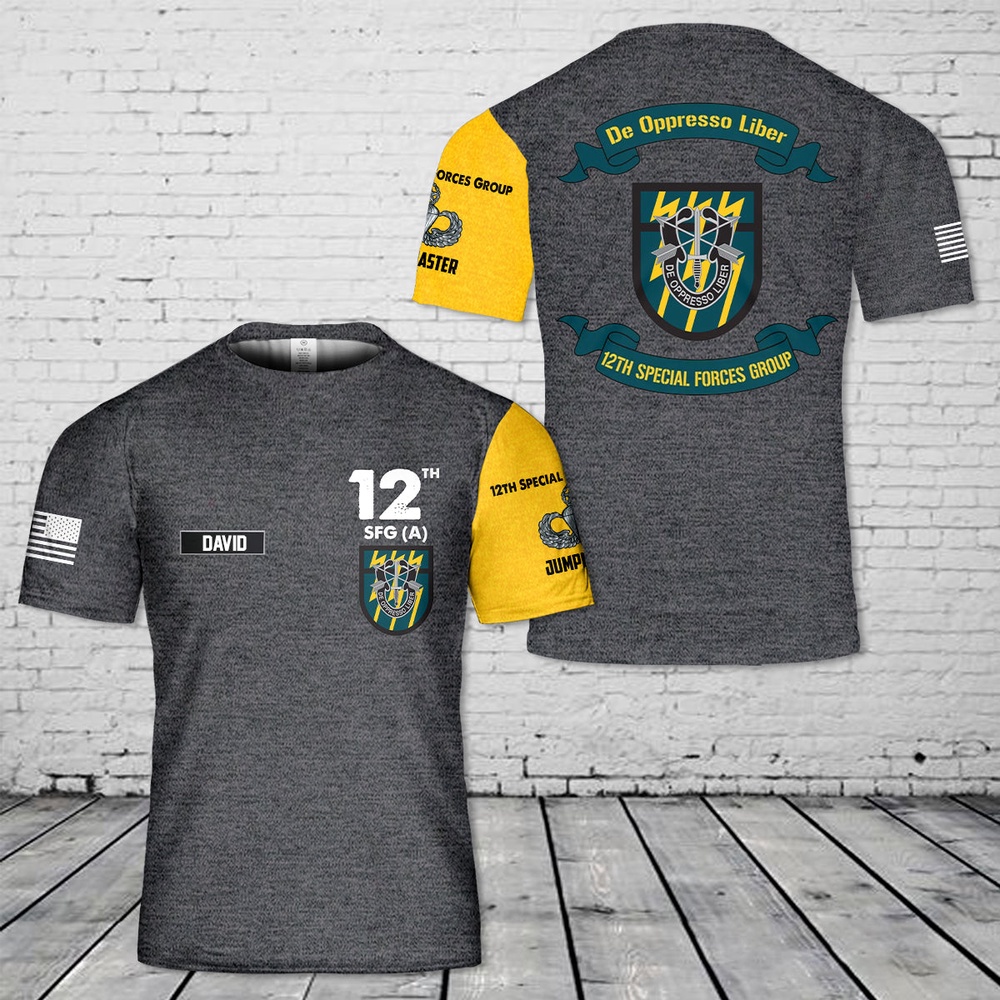 Us Army T Shirt, Personalized US Army Special 12th Special Forces Group (12th SFG)(A) T-Shirt 3D