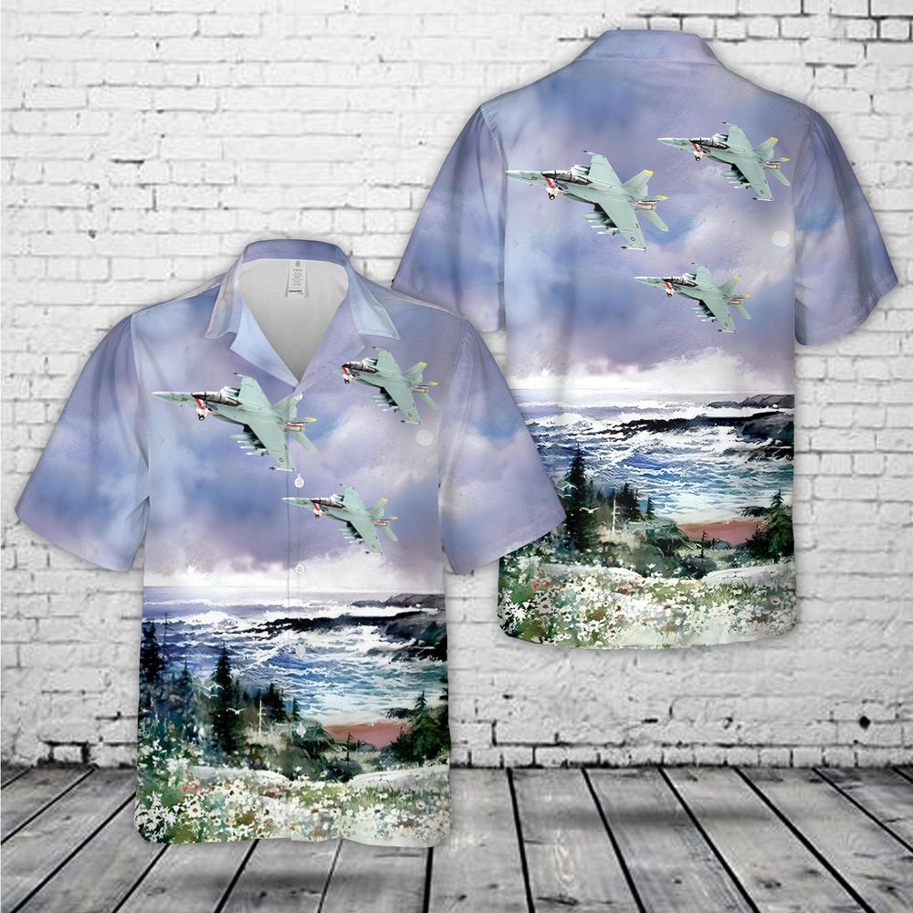 Us Navy Hawaiian Shirt, Boeing FA-18F Super Hornet #165916 NE100 VFA-2 Bounty Hunters US Navy USS Hawaiian Shirt