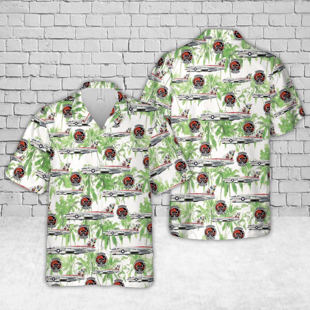 Us Navy Hawaiian Shirt, US Navy A-7E Corsair II VA-86 Sidewinders IK-88 Hawaiian Shirt, Military Aloha Shirt