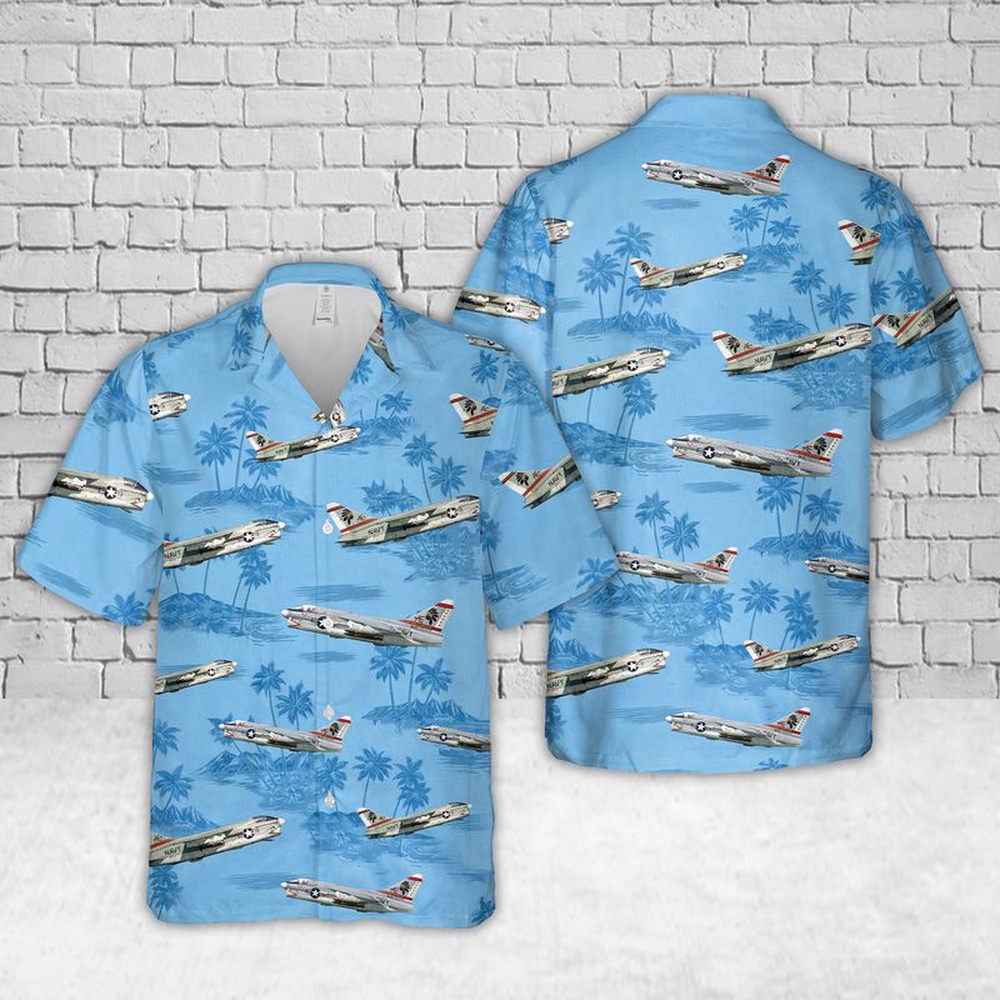 Us Navy Hawaiian Shirt, US Navy A-7E Corsair II VA-87 Golden Warriors IK-87 Hawaiian Shirt, Military Aloha Shirt