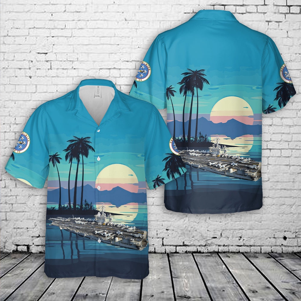 Us Navy Hawaiian Shirt, US Navy Aircraft Carrier CVN 68 USS Nimitz Hawaiian Shirt, Military Aloha Shirt