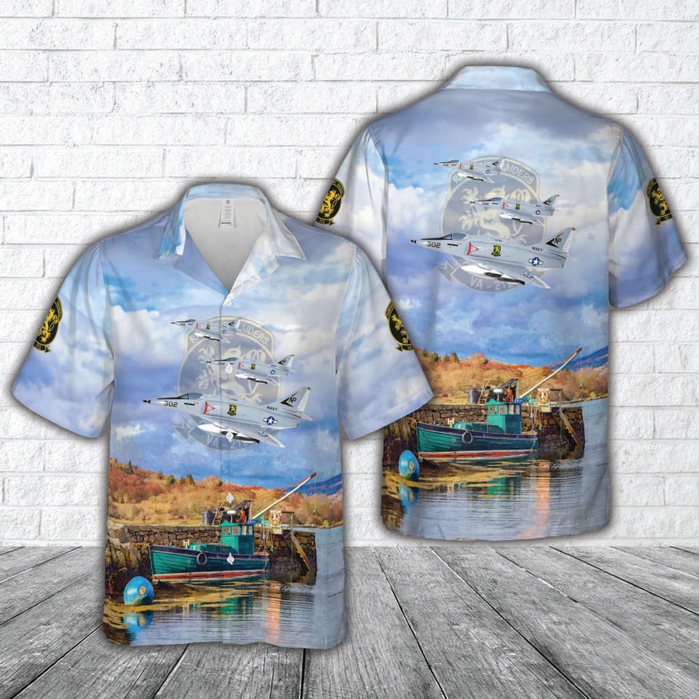 Us Navy Hawaiian Shirt, US Navy Attack Squadron 212 (VA-212) Rampant Raiders A-4F Hawaiian Shirt, Military Aloha Shirt Us Navy Hawaiian Shirt, US Navy Attack Squadron 212 (VA-212) Rampant Raiders A-4F Hawaiian Shirt, Military Aloha Shirt