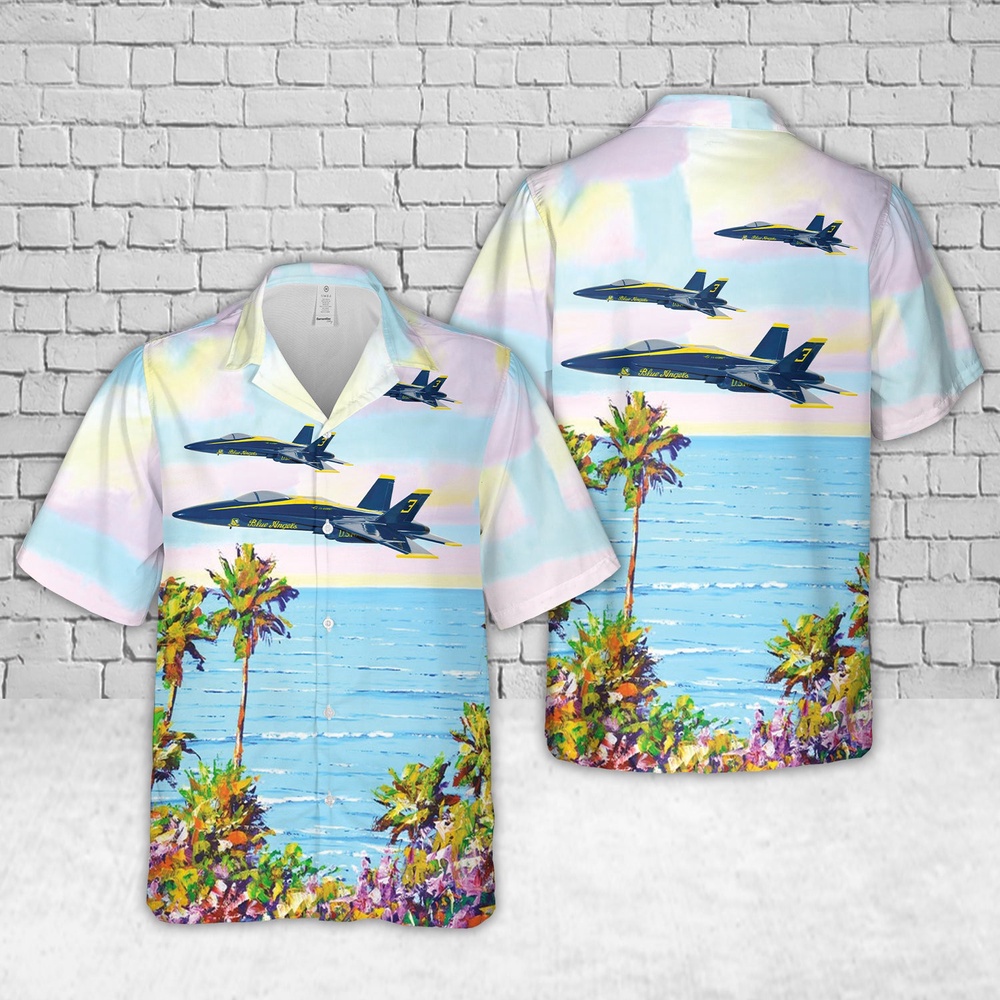Us Navy Hawaiian Shirt, US Navy Blue Angels #3 FA-18C Hawaiian Shirt, Military Aloha Shirt
