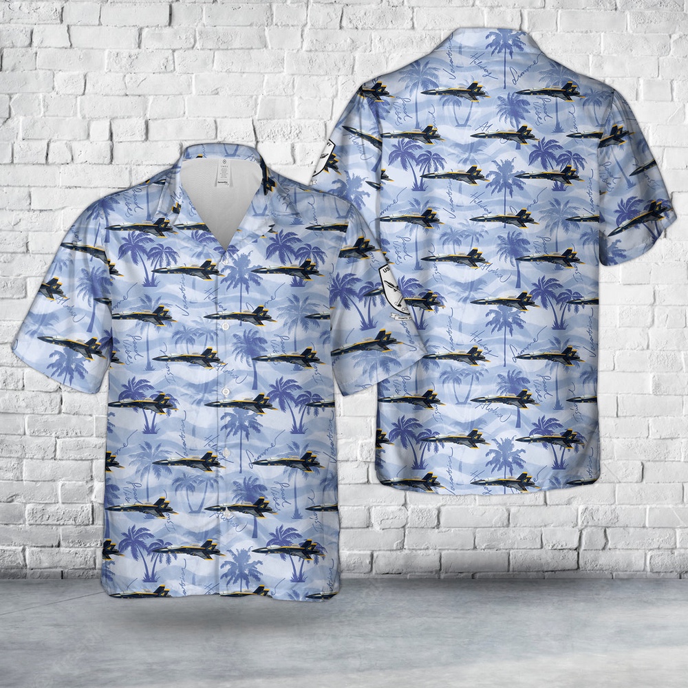 Us Navy Hawaiian Shirt, US Navy Blue Angels #4 FA-18 Hawaiian Shirt, Military Aloha Shirt