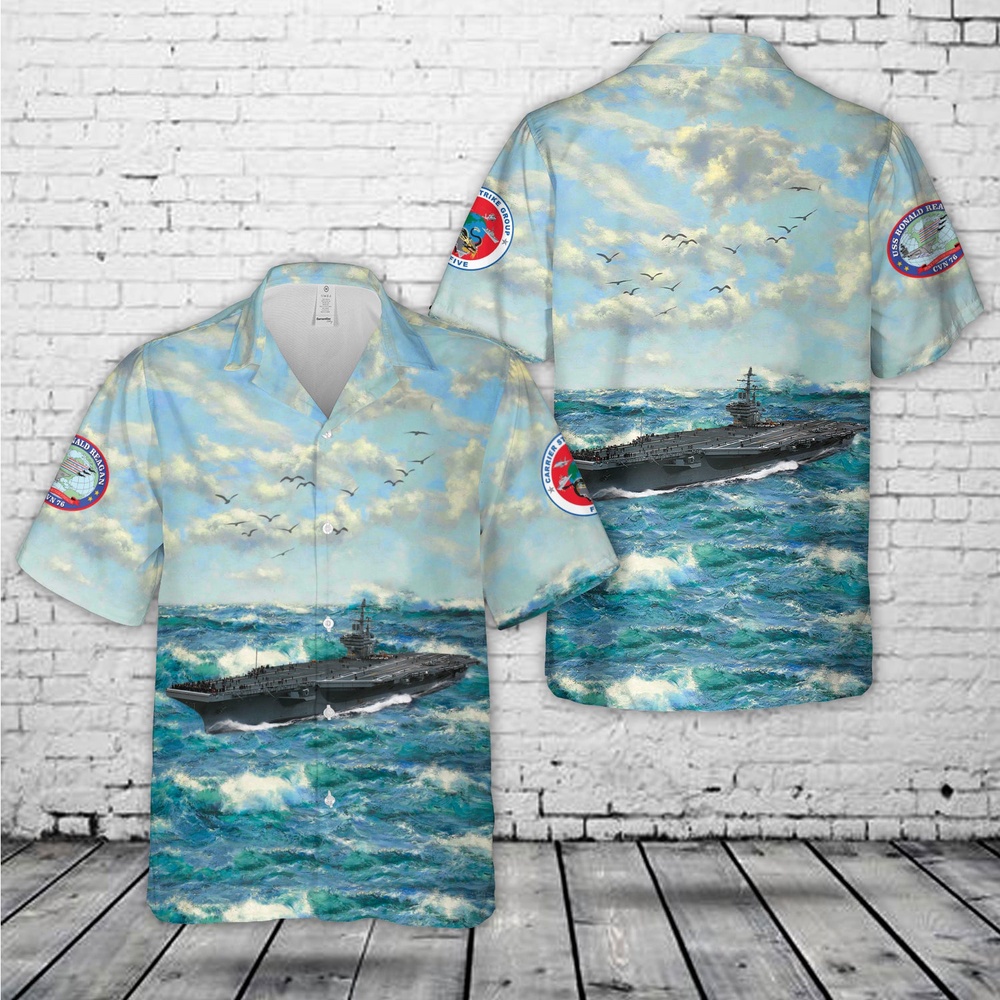 Us Navy Hawaiian Shirt, US Navy Carrier Strike Group 5 (CARSTRKGRU 5) USS Ronald Reagan (CVN-76) Hawaiian Shirt Us Navy Hawaiian Shirt, US Navy Carrier Strike Group 5 (CARSTRKGRU 5) USS Ronald Reagan (CVN-76) Hawaiian Shirt