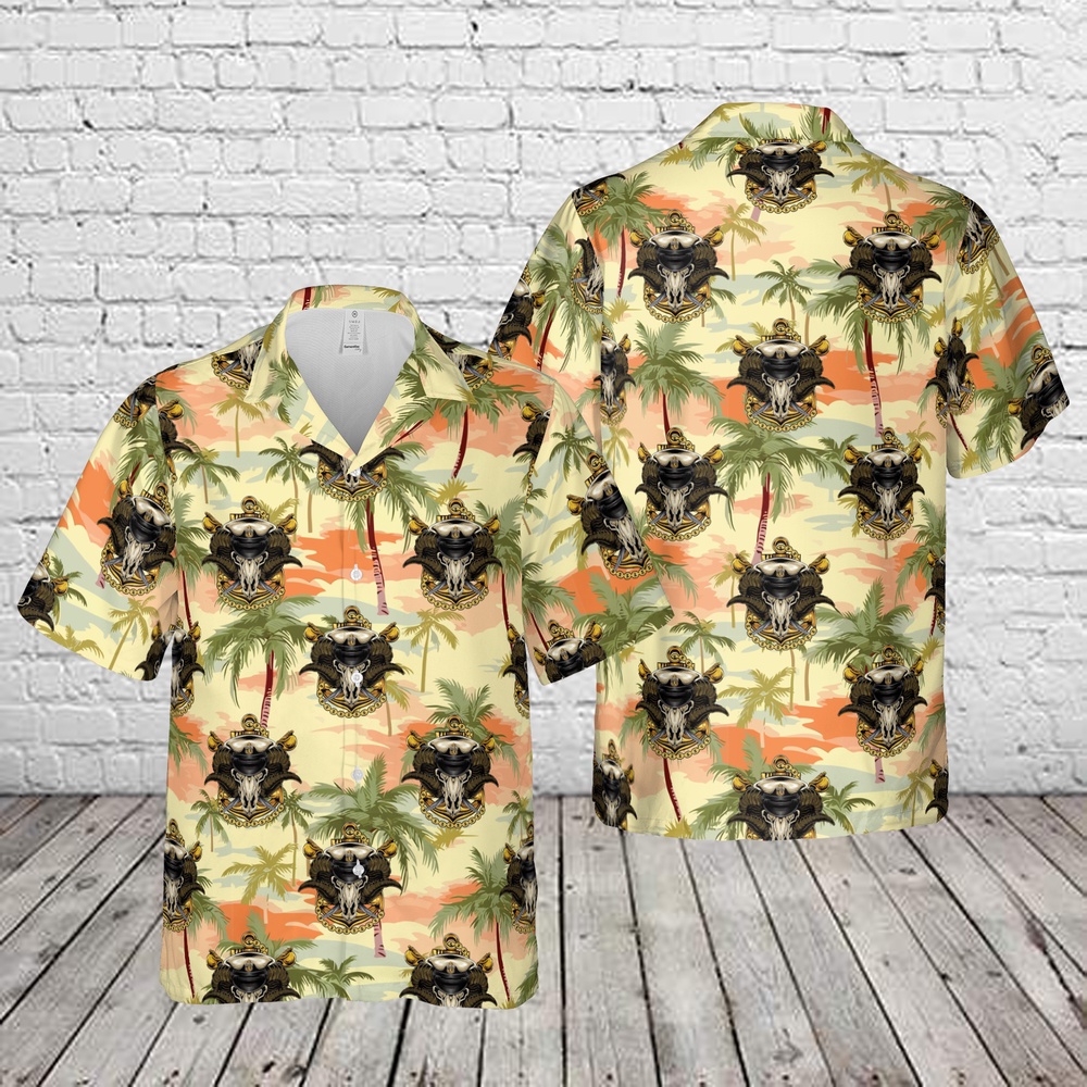 Us Navy Hawaiian Shirt, US Navy Chief Skull CPO Mess Goat Locker 1893 Anchor Hawaiian Shirts, Military Aloha Shirt