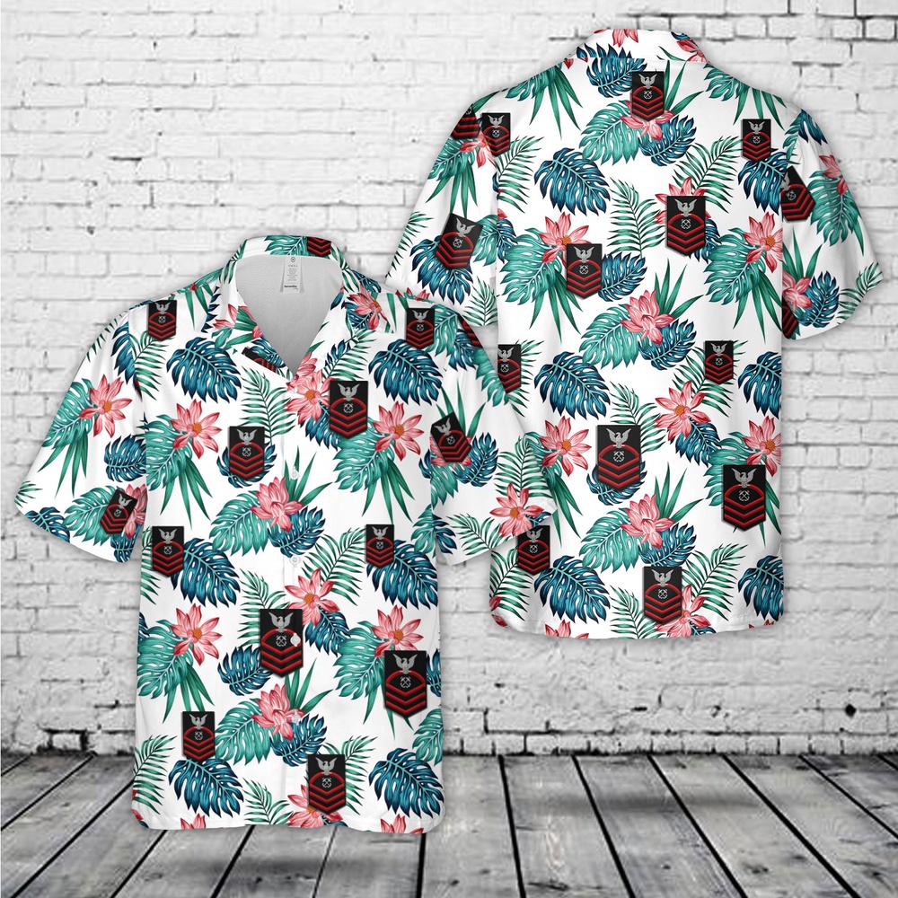 Us Navy Hawaiian Shirt, US Navy Chief boatswain’s mate Rank Hawaiian Shirt, Military Aloha Shirt