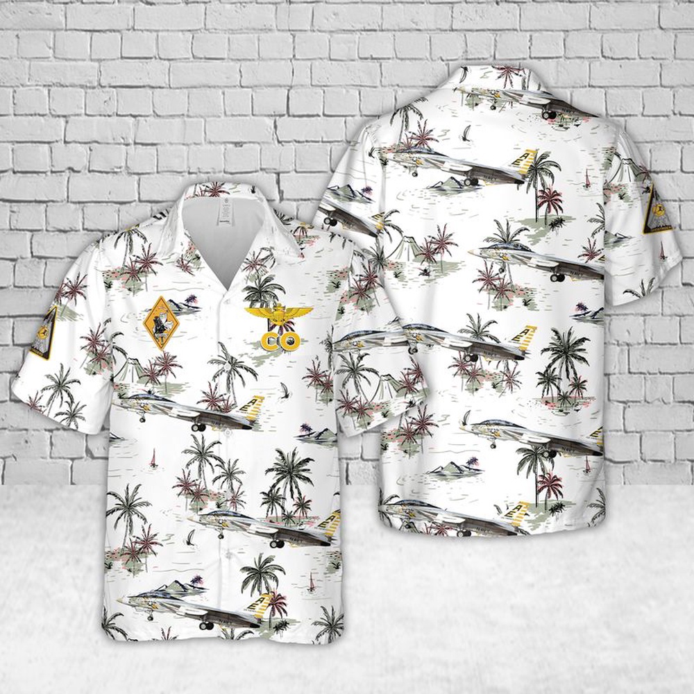 Us Navy Hawaiian Shirt, US Navy F-14 Tomcat aircraft of VF-142 the Ghostriders Hawaiian Shirt, Military Aloha Shirt