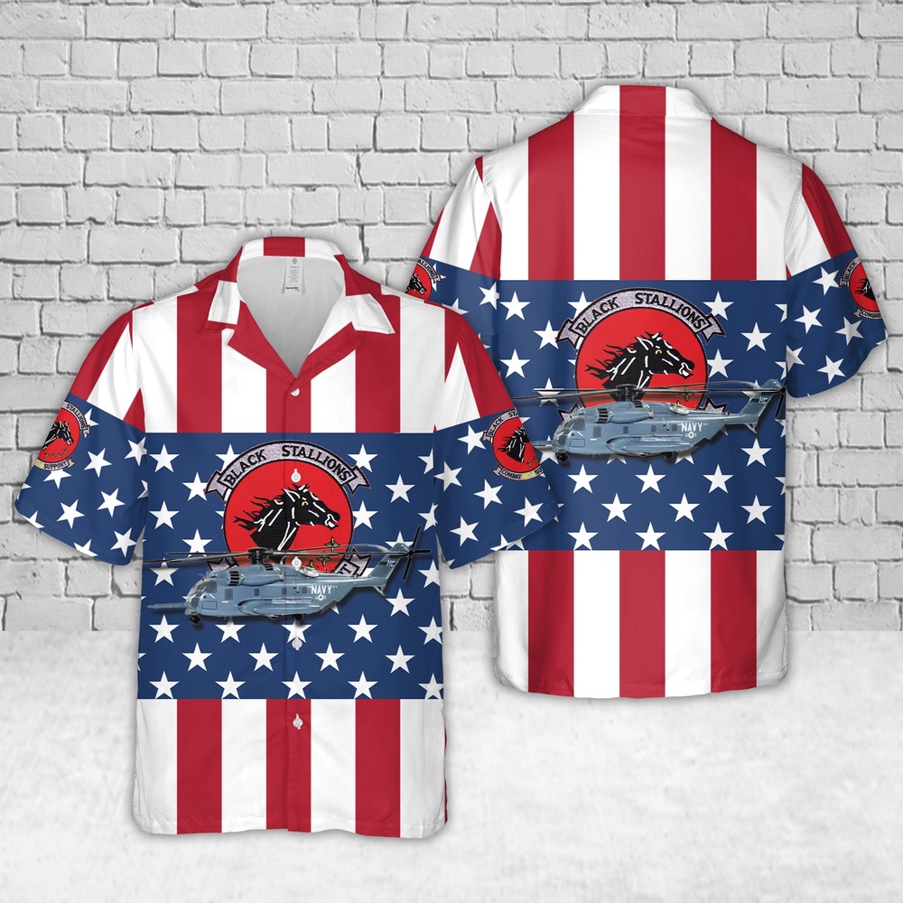 Us Navy Hawaiian Shirt, US Navy HC-4 Black Stallions Sikorsky CH-53E Super Stallion Hawaiian Shirt, Military Aloha Shirt