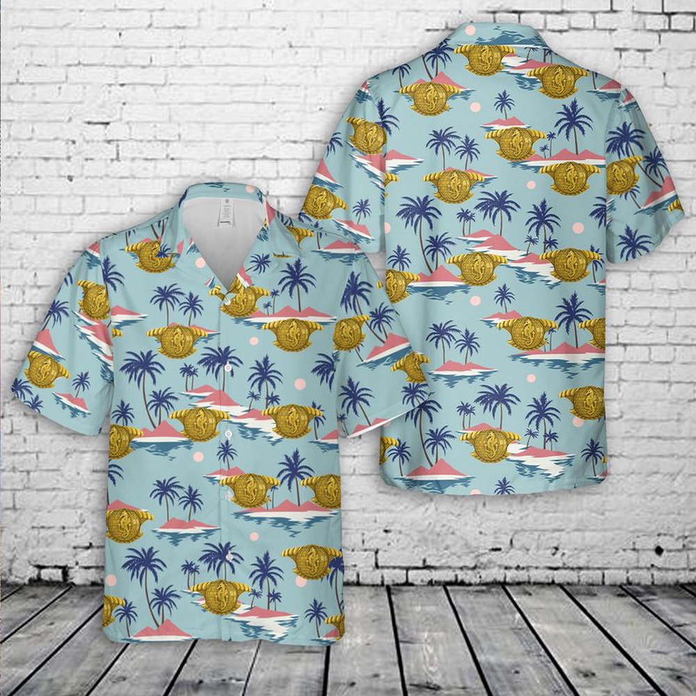 Us Navy Hawaiian Shirt, US Navy Integrated Undersea Surveillance System insignia officers Hawaiian Shirt, Military Aloha Shirt