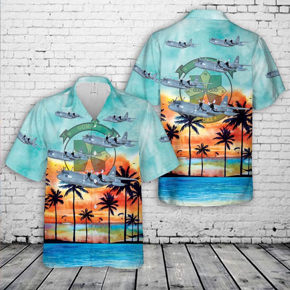Us Navy Hawaiian Shirt, US Navy Lockheed C-130T Hercules Of VR-62 Nomads Hawaiian Shirt, Military Aloha Shirt