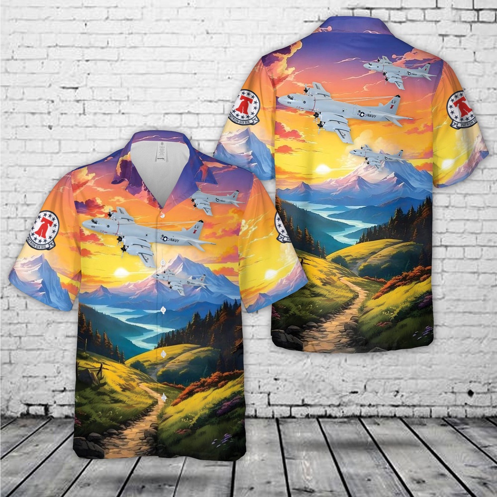 Us Navy Hawaiian Shirt, US Navy Lockheed Martin P-3C Orion, VP-66 Liberty Bells (2005) Hawaiian Shirt, Military Aloha Shirt