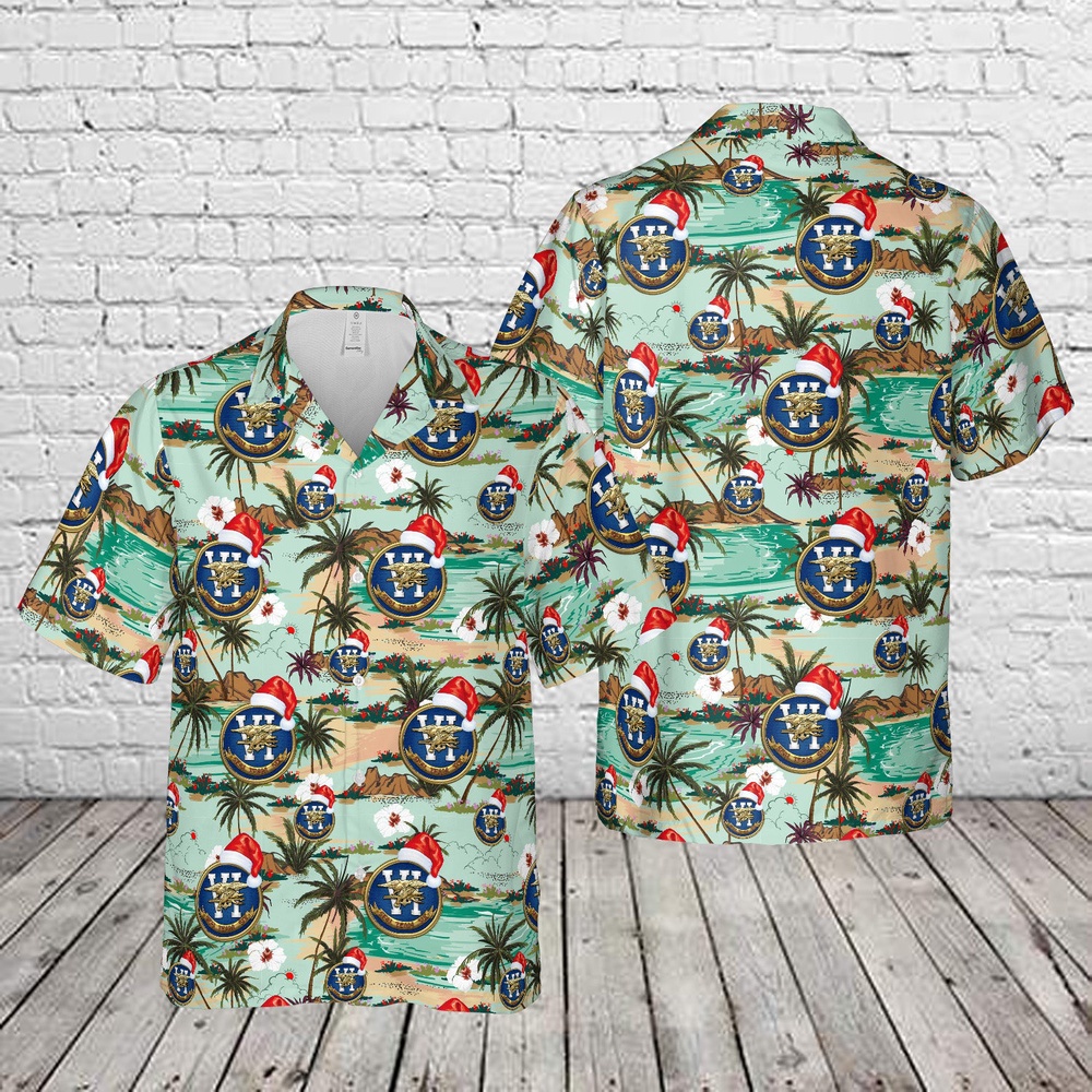 Us Navy Hawaiian Shirt, US Navy SEAL Team 6 Christmas Hawaiian Shirt, Military Aloha Shirt