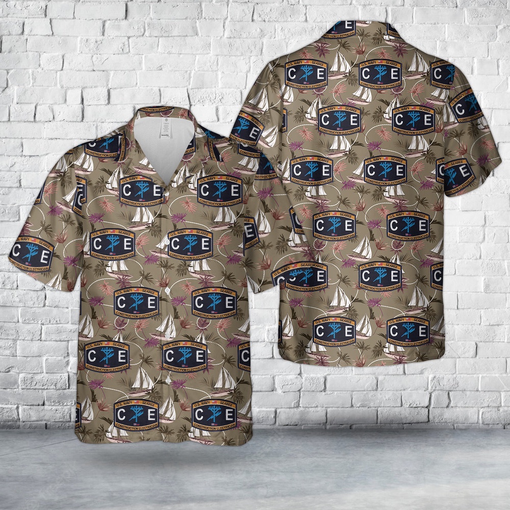 Us Navy Hawaiian Shirt, US Navy Seabee Construction Electrician CE Hawaiian Shirt, Military Aloha Shirt Us Navy Hawaiian Shirt, US Navy Seabee Construction Electrician CE Hawaiian Shirt, Military Aloha Shirt