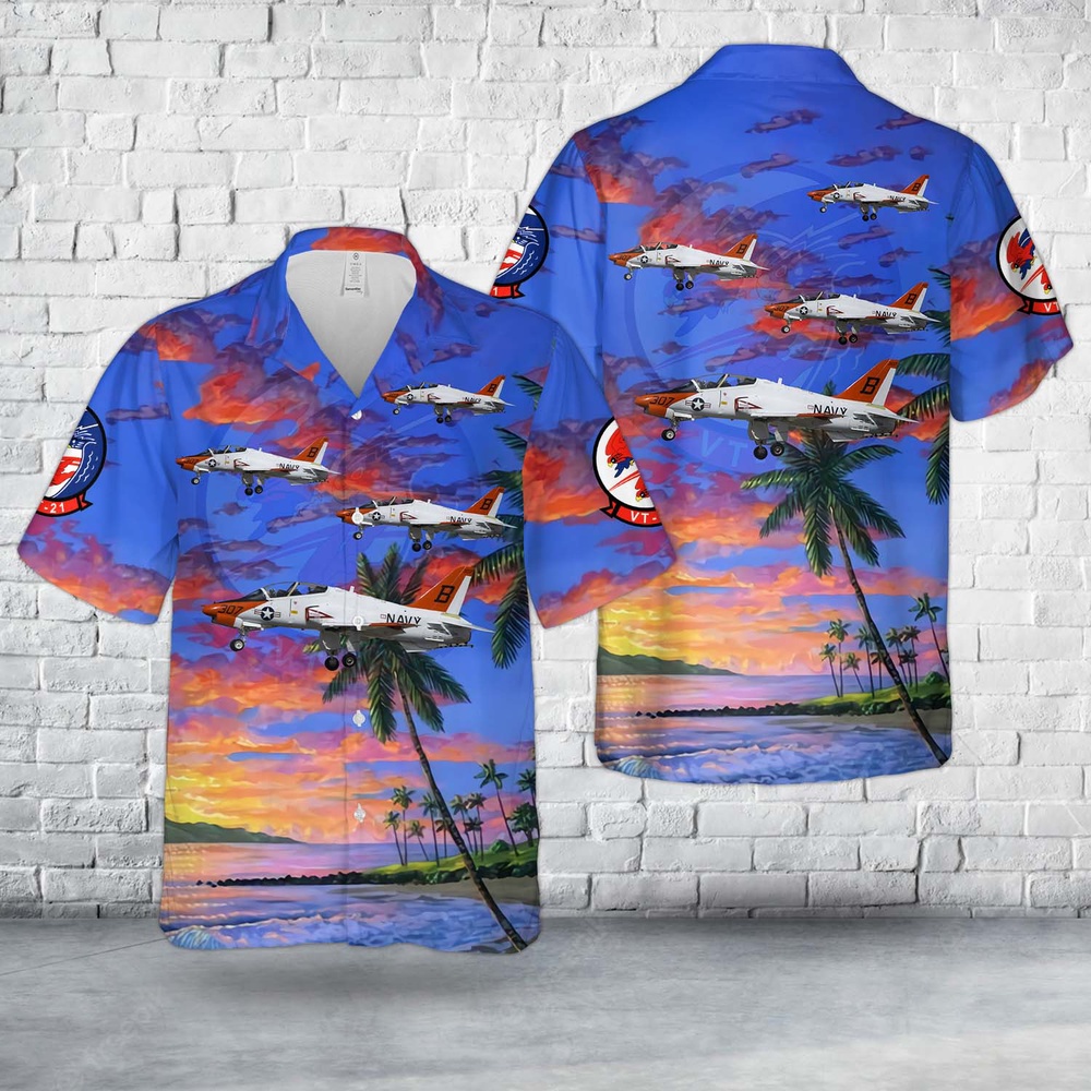 Us Navy Hawaiian Shirt, US Navy Training Squadron 21 (VT-21) Redhawks T-45C Goshawk Hawaiian Shirt, Military Aloha Shirt Us Navy Hawaiian Shirt, US Navy Training Squadron 21 (VT-21) Redhawks T-45C Goshawk Hawaiian Shirt, Military Aloha Shirt
