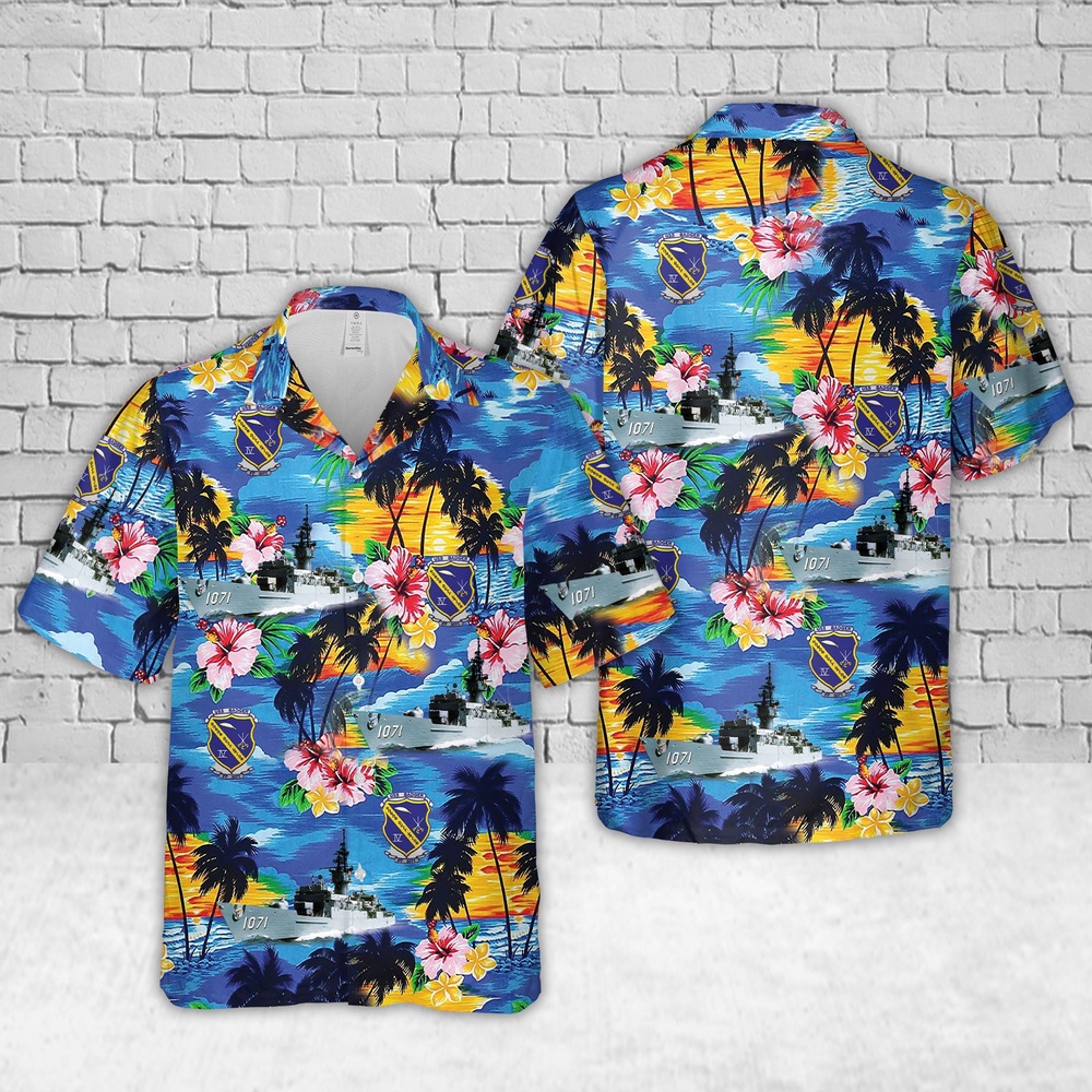 Us Navy Hawaiian Shirt, US Navy USS Badger (FF-1071) Hawaiian Shirt, Military Aloha Shirt