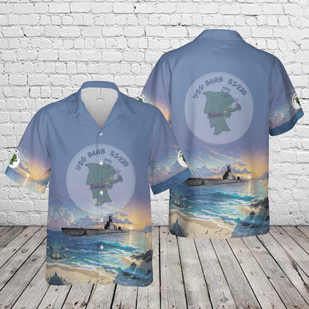 Us Navy Hawaiian Shirt, US Navy USS Barb (SS-220) Gato-class submarine In WWII Hawaiian Shirt, Military Aloha Shirt