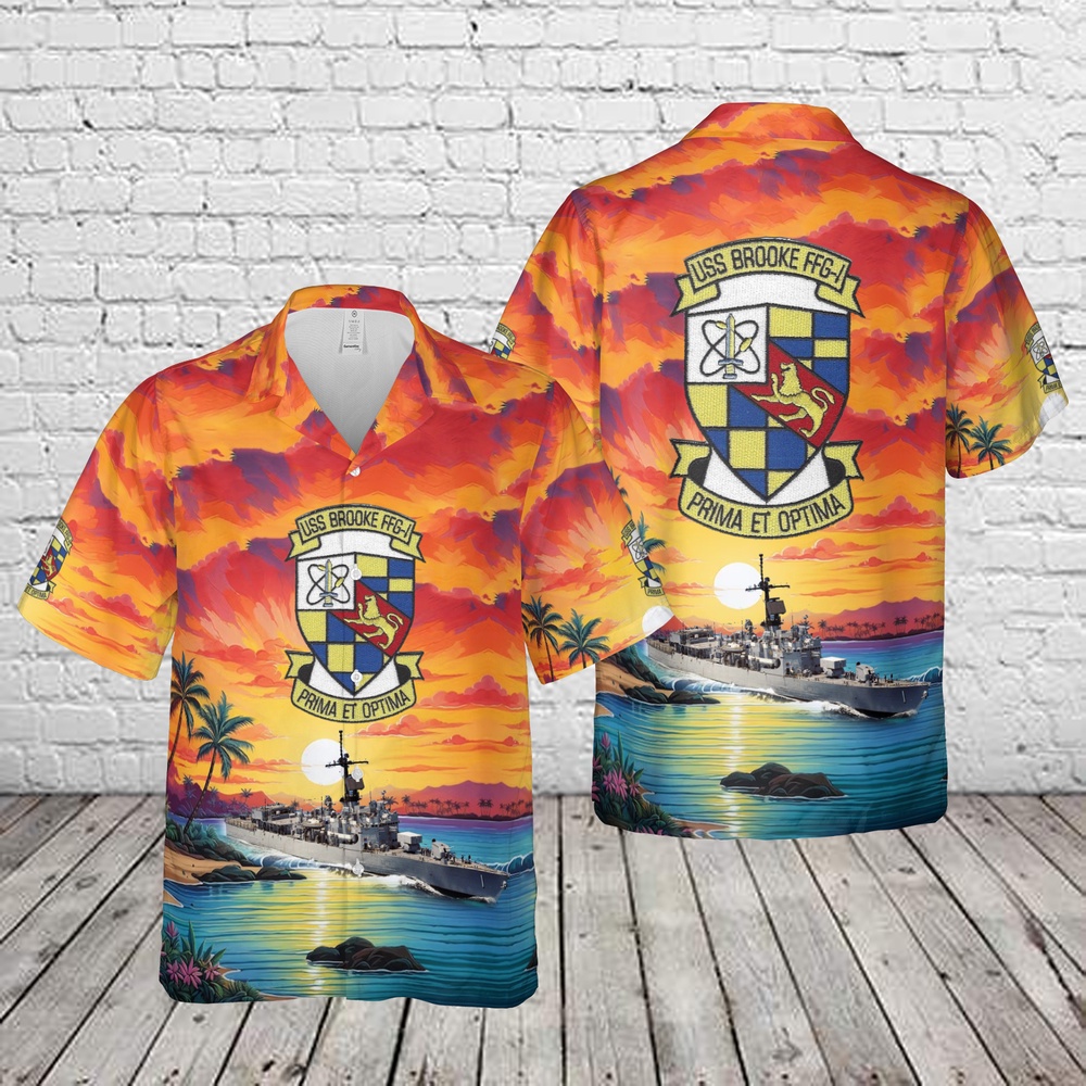 Us Navy Hawaiian Shirt, US Navy USS Brooke (FFG-1) Hawaiian Shirt, Military Aloha Shirt