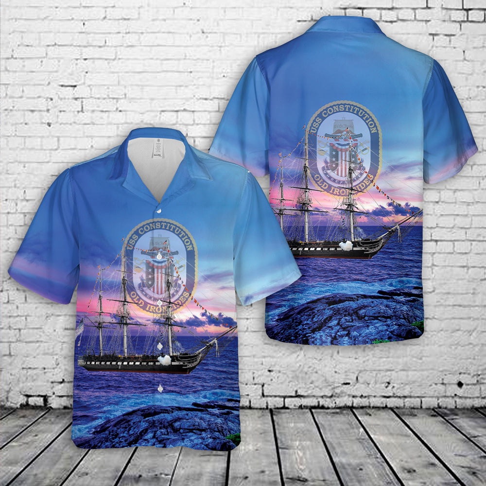 Us Navy Hawaiian Shirt, US Navy USS Constitution Hawaiian Shirt, Military Aloha Shirt