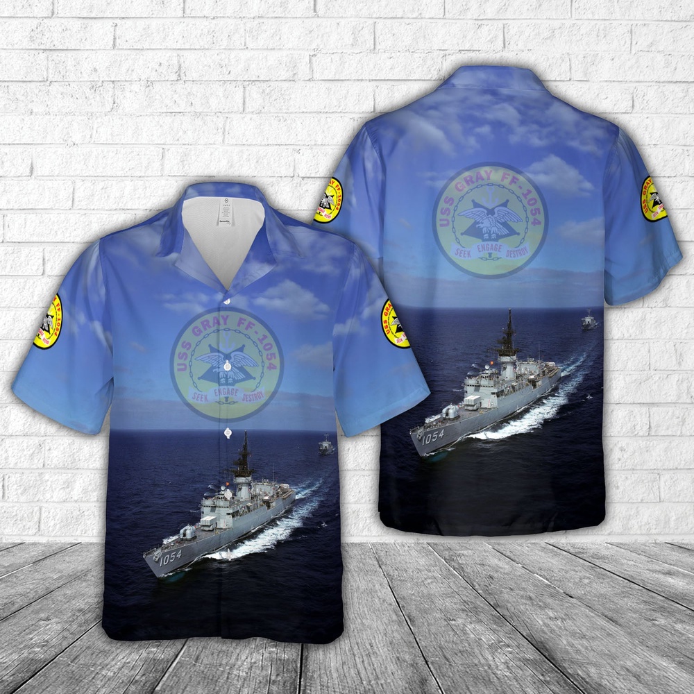 Us Navy Hawaiian Shirt, US Navy USS Gray (FF-1054) Hawaiian Shirt, Military Aloha Shirt