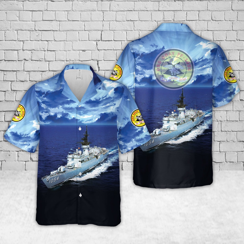 Us Navy Hawaiian Shirt, US Navy USS Gray (FF-1054) Knox-class frigate Hawaiian Shirt, Military Aloha Shirt