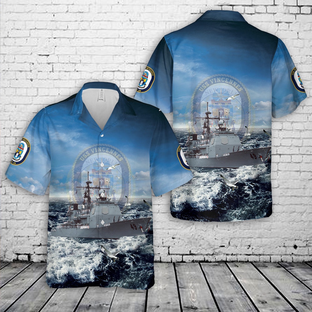 Us Navy Hawaiian Shirt, US Navy USS Vincennes (CG-49) Ticonderoga-class guided missile cruiser Hawaiian Shirt
