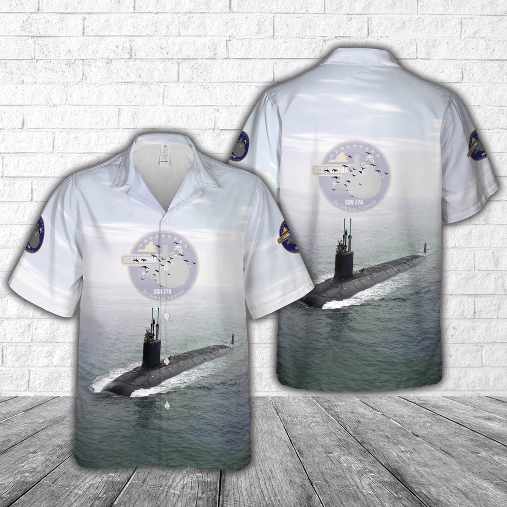 Us Navy Hawaiian Shirt, US Navy USS Virginia (SSN-774) Hawaiian Shirt, Military Aloha Shirt