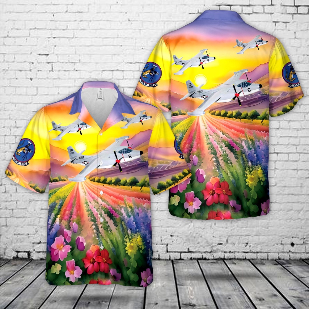 Us Navy Hawaiian Shirt, US Navy VAP-62 A-2 (AJ) Savage Tigers AJ-2P (1958) Hawaiian Shirt, Military Aloha Shirt