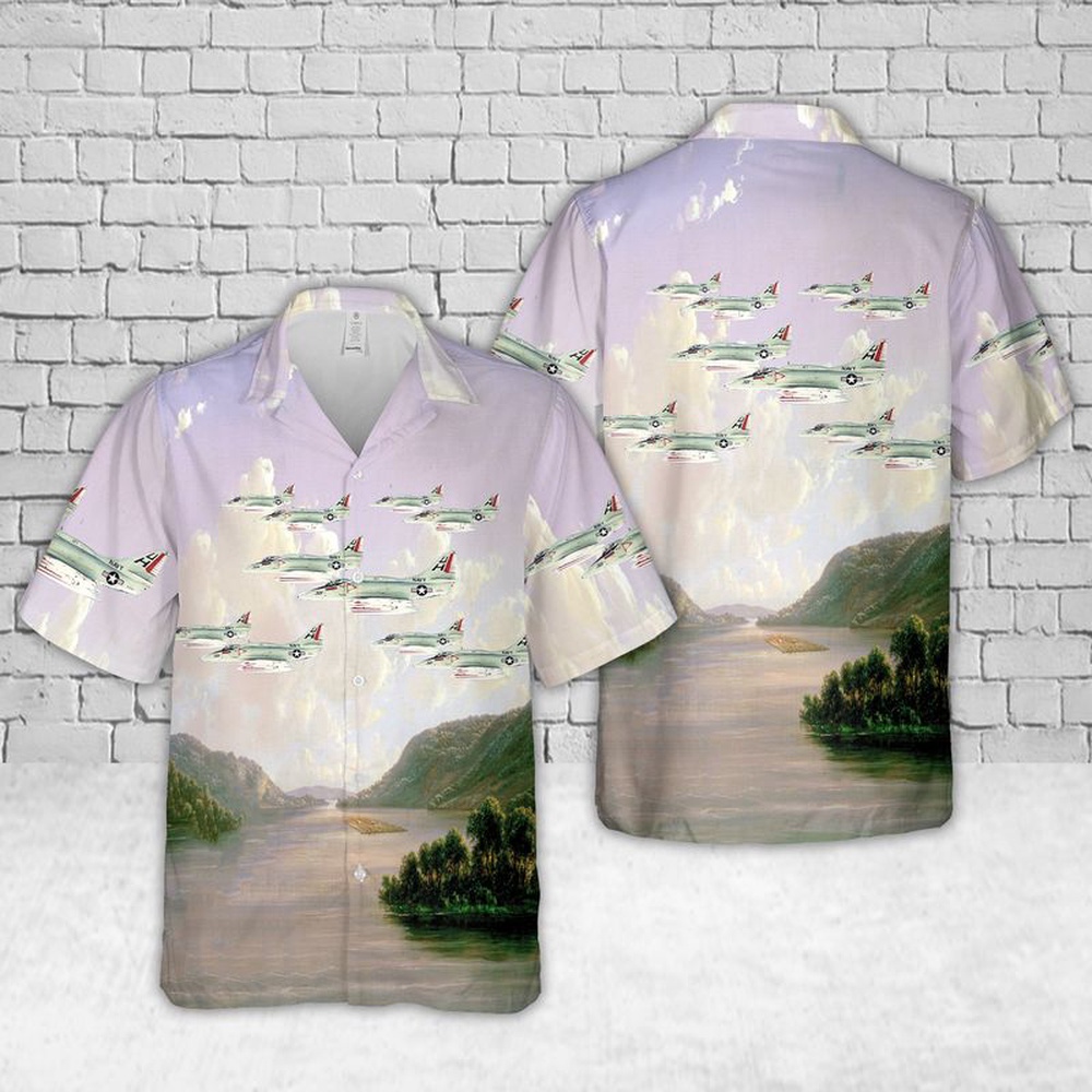 Us Navy Hawaiian Shirt, US Navy VC-7 Douglas A-4 Skyhawk Hawaiian Shirt, Military Aloha Shirt